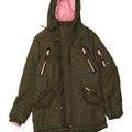 SUPERDRY Womens Hooded Padded Coat UK 14 Medium Khaki Nylon