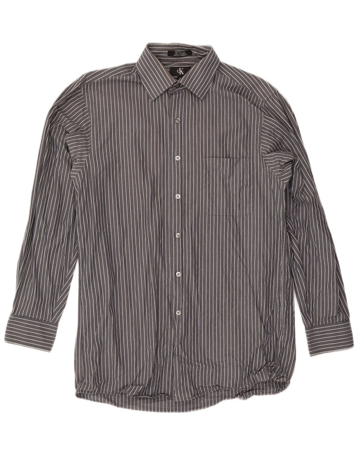 Camisa Calvin Klein para hombre talla 15 algodón a rayas gris medio