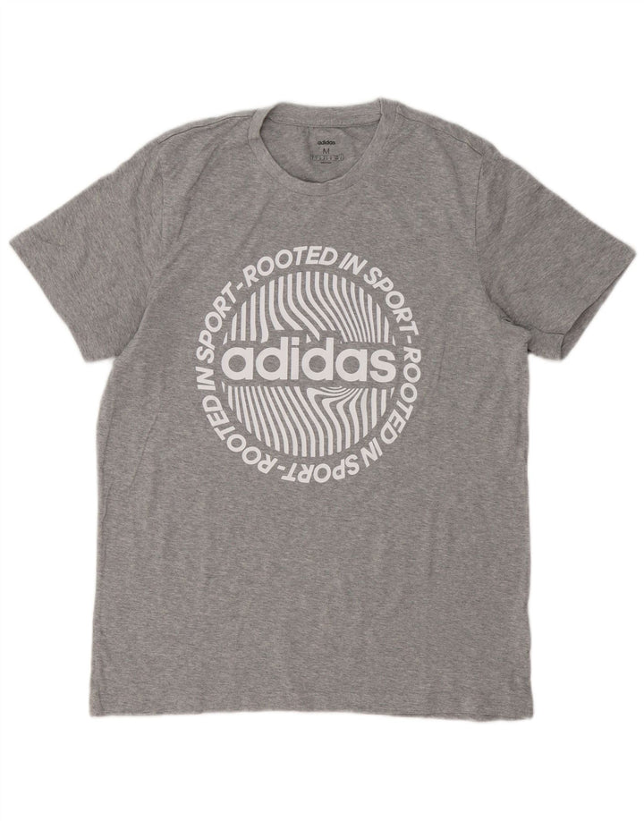 Adidas Hombre Camiseta Gráfica Top Gris Medio Moteado