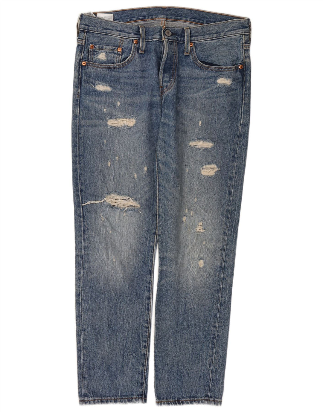 Levi's Mujer 501 Vaqueros Rectos Desgastados W29 L28 Algodón Azul