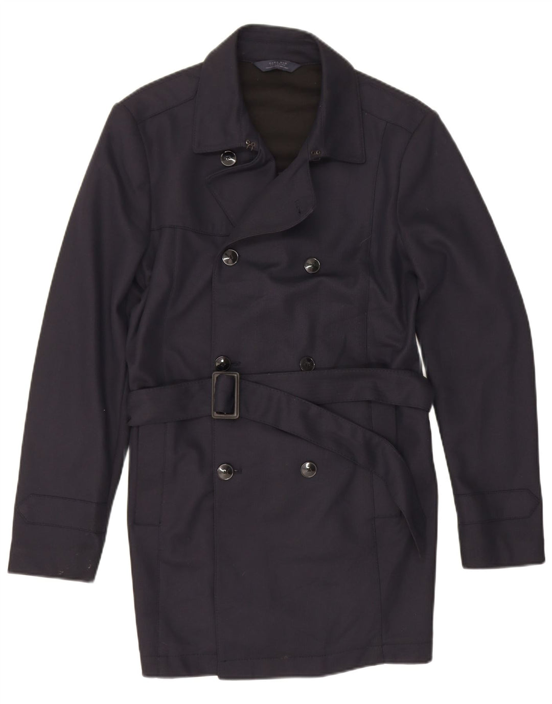 Zara Hombre Gabardina UK 40 Medio Azul Marino Poliéster