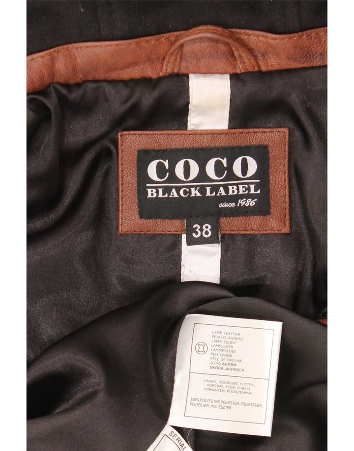 Vintage mujer chaqueta biker con capucha EU 38 Medium Brown Colourblock