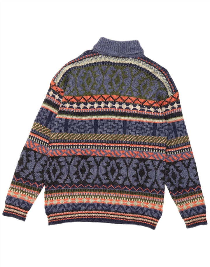 S. Moritz Suéter tipo jersey con cuello vuelto para hombre Lana azul Fair Isle grande