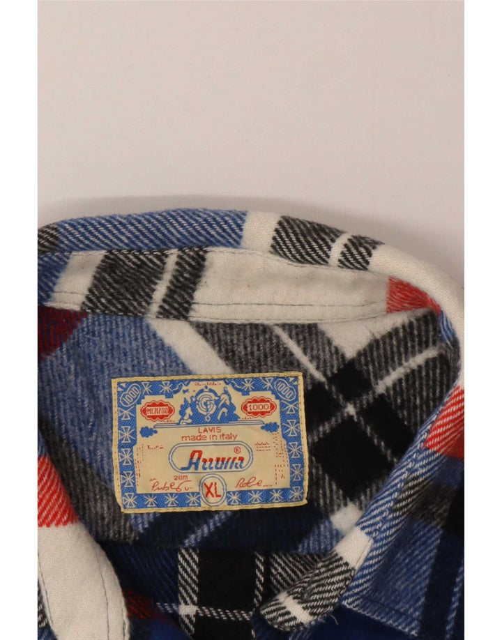 Camisa de franela vintage para hombre XL Blue Check