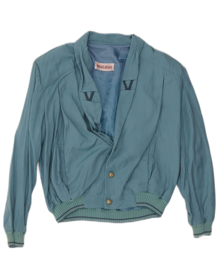 Vintage mujer bombardero chaqueta Reino Unido 16 azul grande