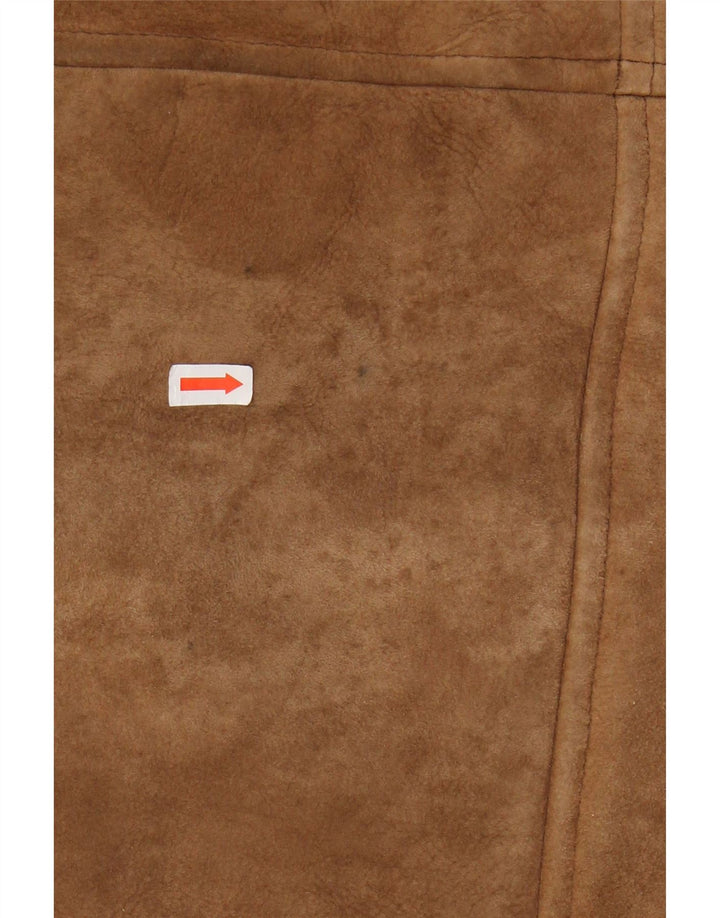 VINTAGE Chaqueta de piel de oveja de doble pecho para hombre Reino Unido 36 Pequeña piel de oveja marrón