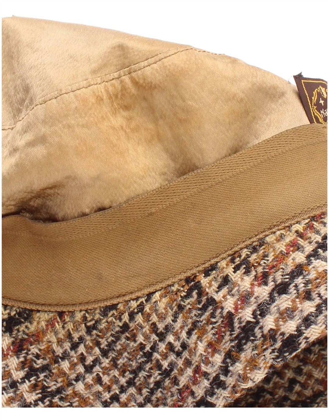 Vintage hombres cubo sombrero grande beige pata de gallo clásico