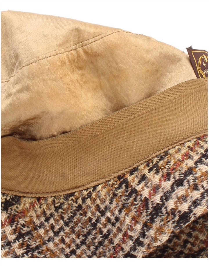 Vintage hombres cubo sombrero grande beige pata de gallo clásico