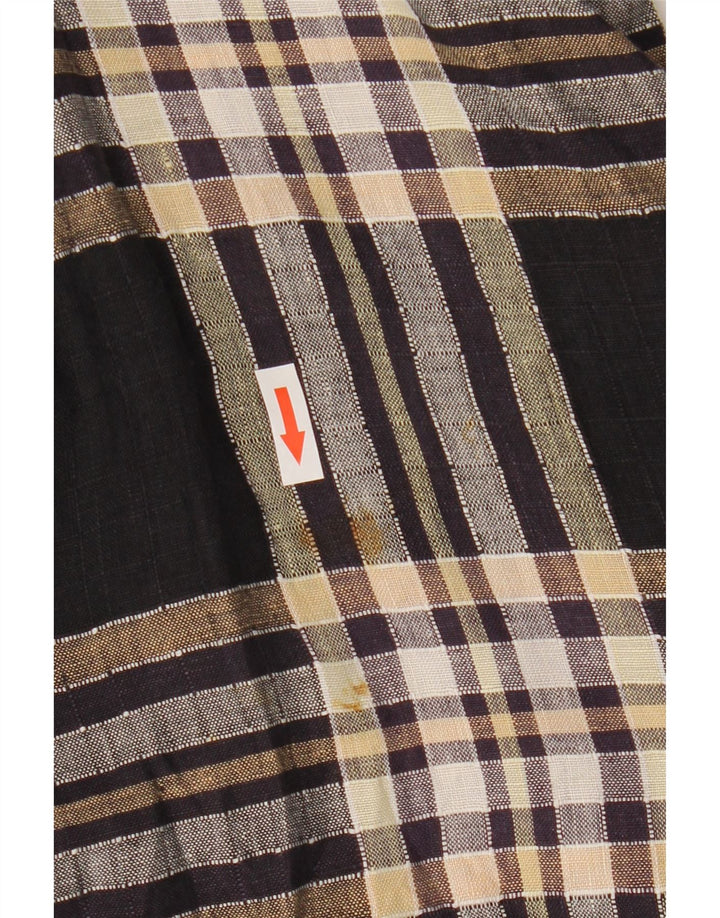 Vintage mujer 1 botón manga corta Blazer chaqueta IT 44 cuadros negros medianos