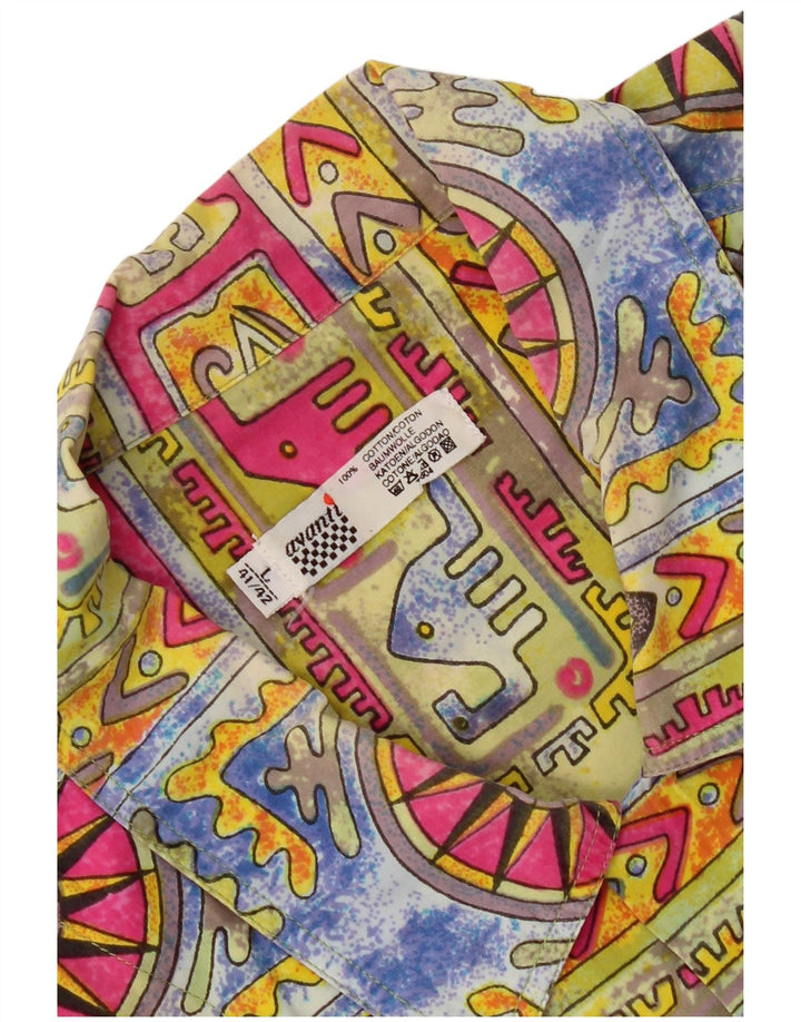 Camisa Avanti para hombre con estampado abstracto, talla 41/42, grande, multicolor