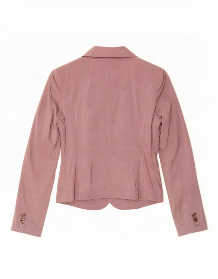 Vintage mujer 3 botones Blazer chaqueta Reino Unido 12 poliéster lila medio