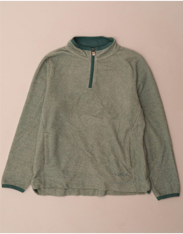 Weird Fish Sudadera con cuello y cremallera para mujer, talla 40, poliéster verde grande