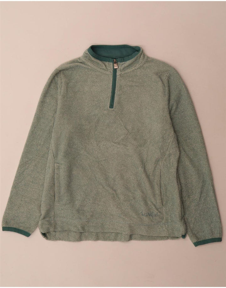 Weird Fish Sudadera con cuello y cremallera para mujer, talla 40, poliéster verde grande