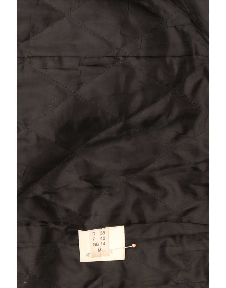 Vintage mujer cuero abrigo Reino Unido 14 medio negro