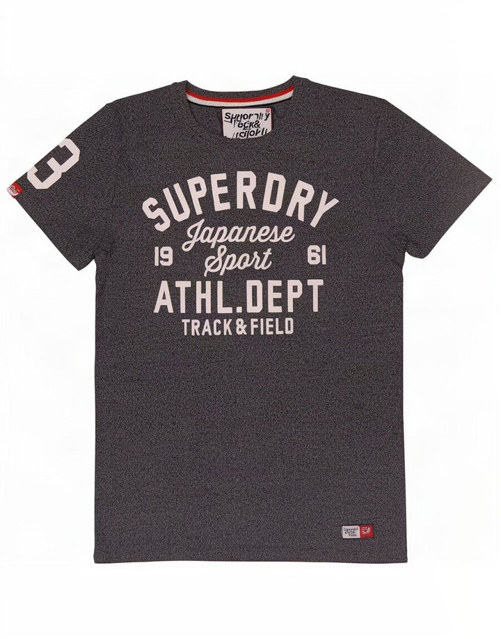 Superdry Camiseta estampada de algodón moteado en gris medio para hombre