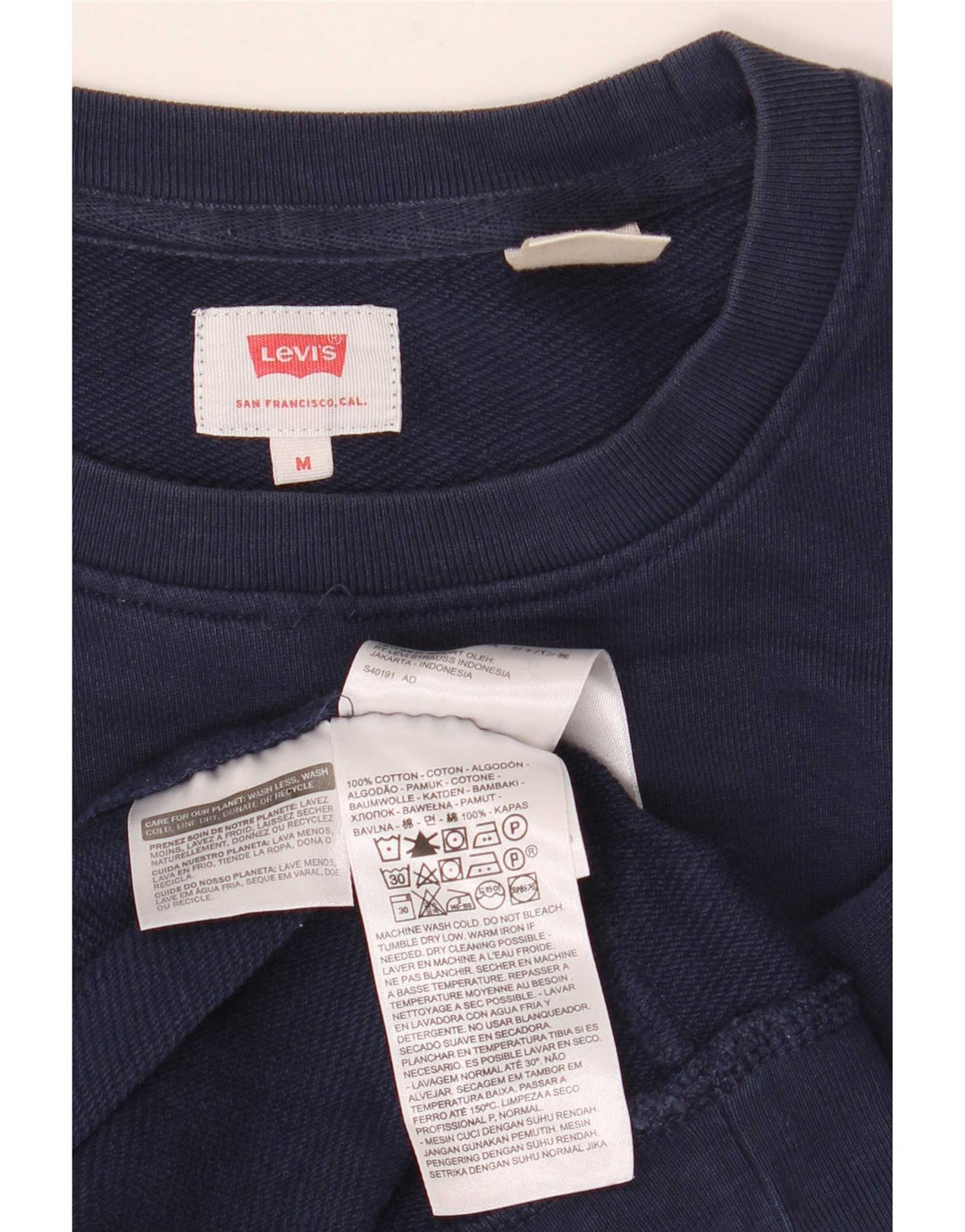 Levi's Hombre Sudadera Jumper Medium Azul Marino Algodón