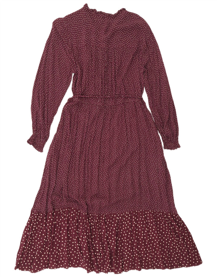 Vestido largo de manga larga para mujer de Fat Face UK 42 Medio Borgoña manchado