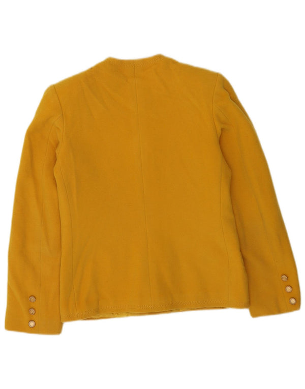 Vintage mujer 4 botones Blazer chaqueta Reino Unido 10 pequeño amarillo