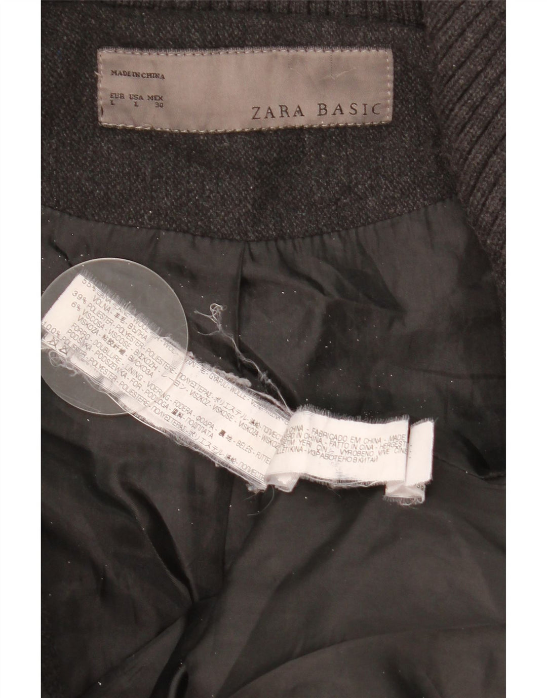 Abrigo ZARA Mujer UK 40 Grande Lana Gris