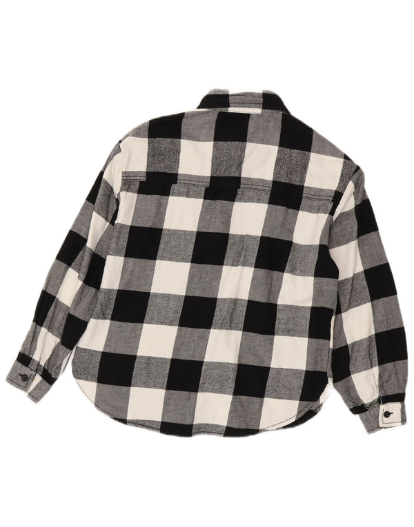 Benetton Camisa holgada de franela para niña 8-9 años Grande de algodón a cuadros negro