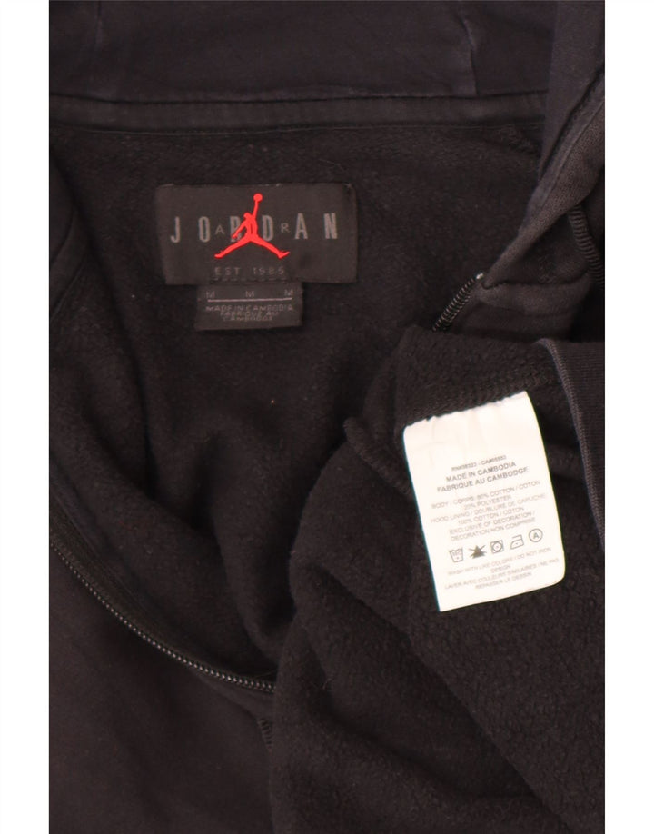 Jordan - Sudadera con capucha y cremallera para hombre, tamaño mediano, algodón negro