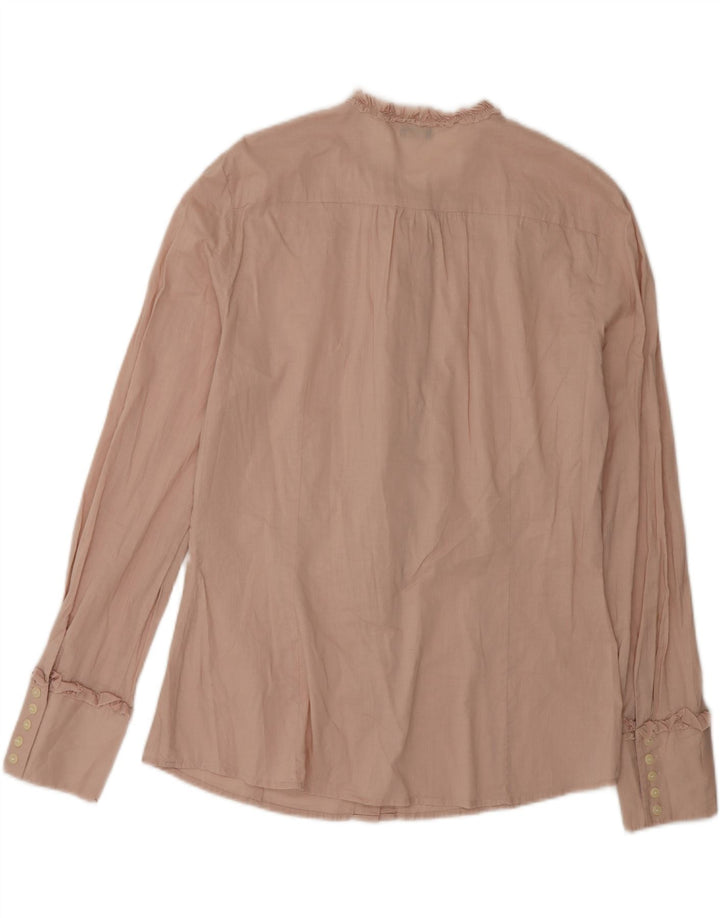 Benetton Blusa Camisera Con Volantes En La Parte Delantera Para Mujer UK 44 Grande Rosa