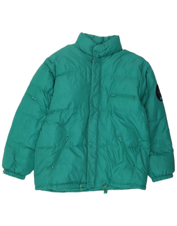 Chaqueta acolchada vintage para hombre Reino Unido 38 Nylon verde medio