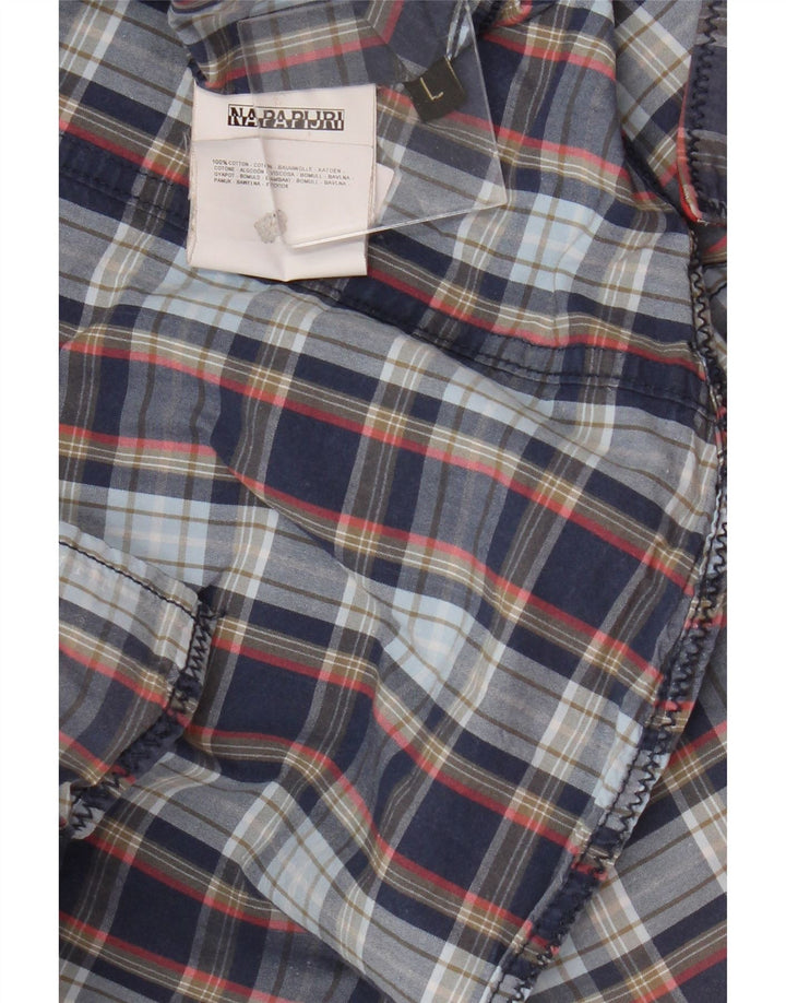 Camisa Napapijri Hombre Grande Azul Cuadros Algodón