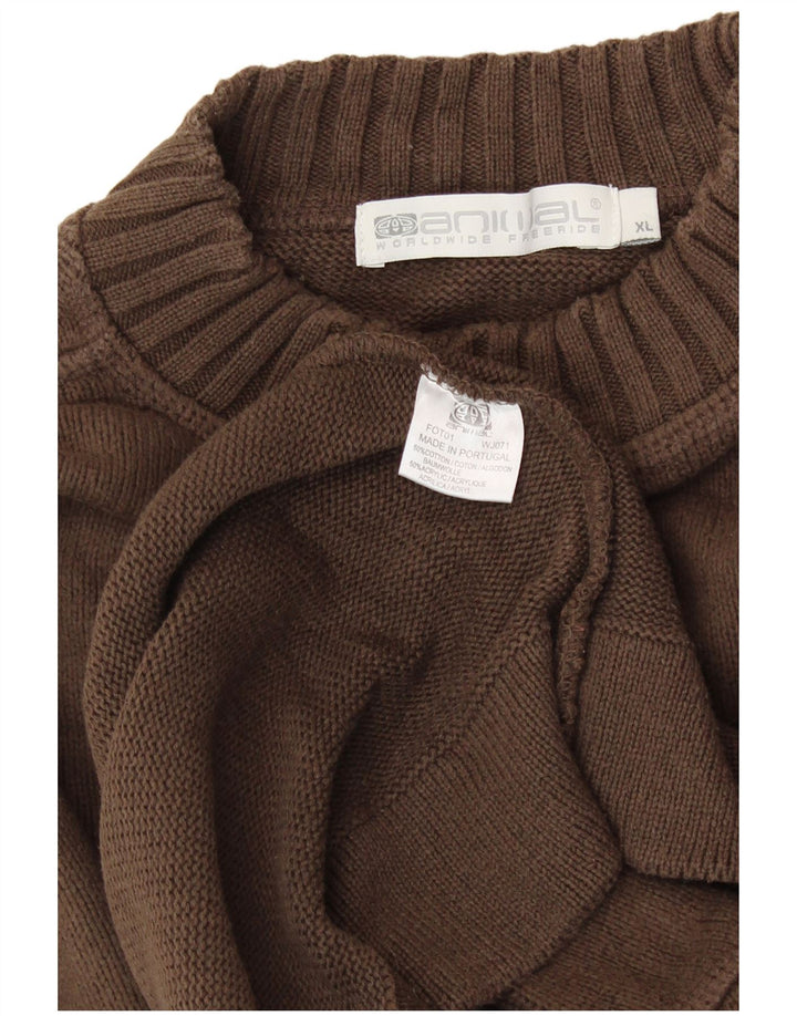 ANIMAL Jersey de cuello redondo para hombre XL Algodón marrón