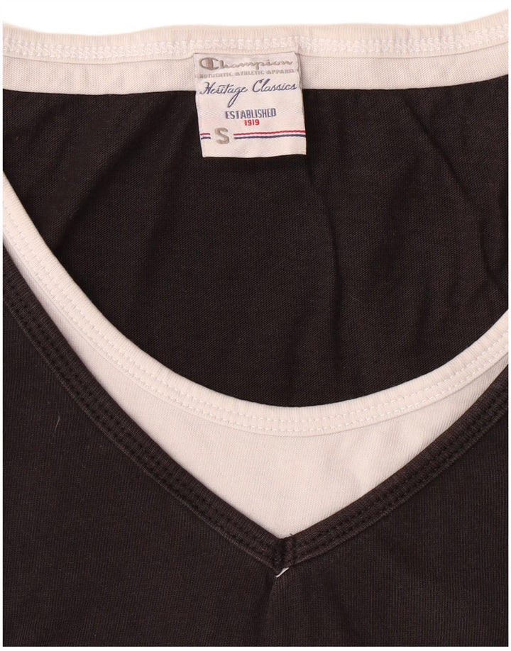 CHAMPION Camiseta con gráfico Heritage Classics para mujer UK 10 Small Black