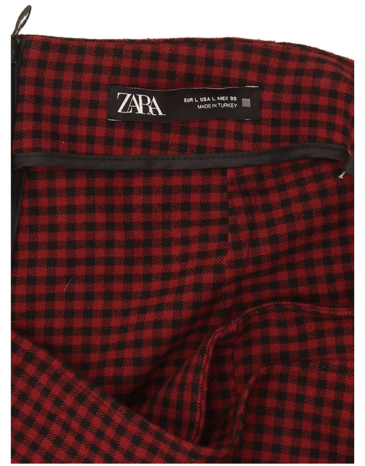 Zara Pantalones Cortos Casuales Para Mujer Grande W30 L3 Cuadros Rojos