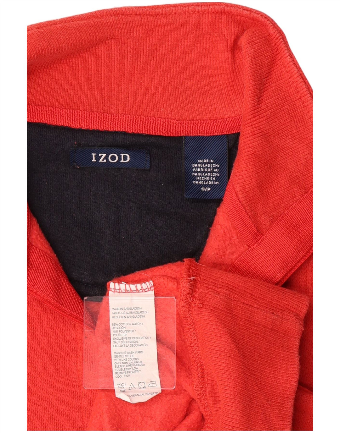 Izod Hombre Sudadera con Cremallera 1/4 Jersey Pequeño Algodón Rojo