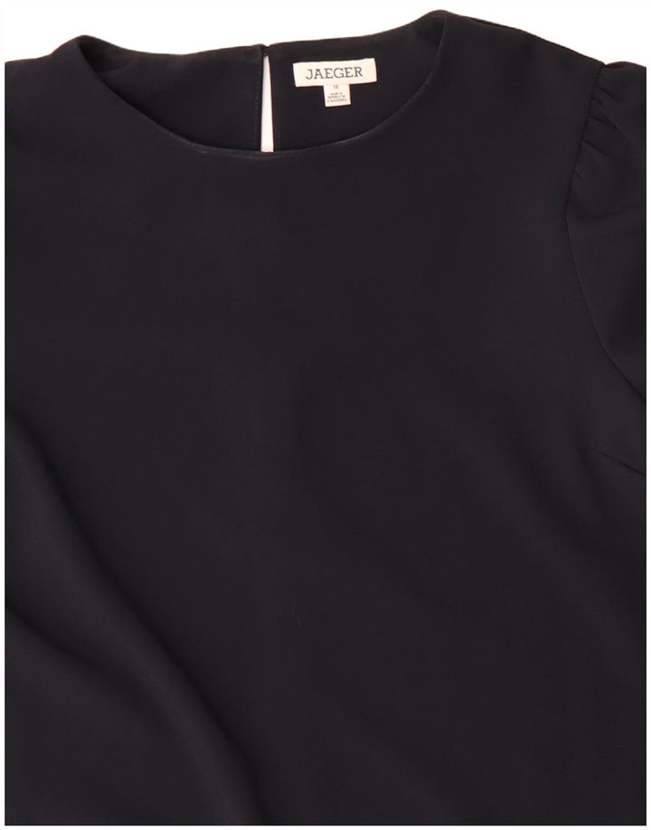 JAEGER Vestido recto de manga larga para mujer UK 40 XL Poliéster azul marino