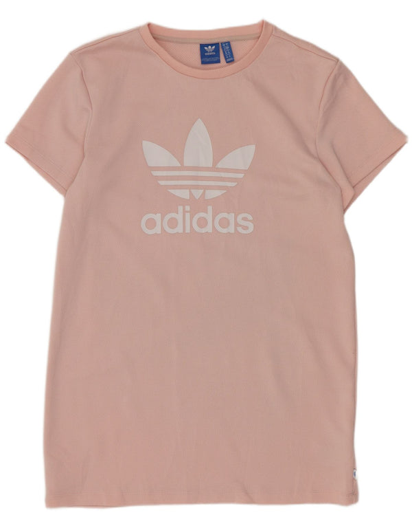 Adidas Vestido tipo camiseta holgado con gráfico para mujer UK 10 Small Pink Sports