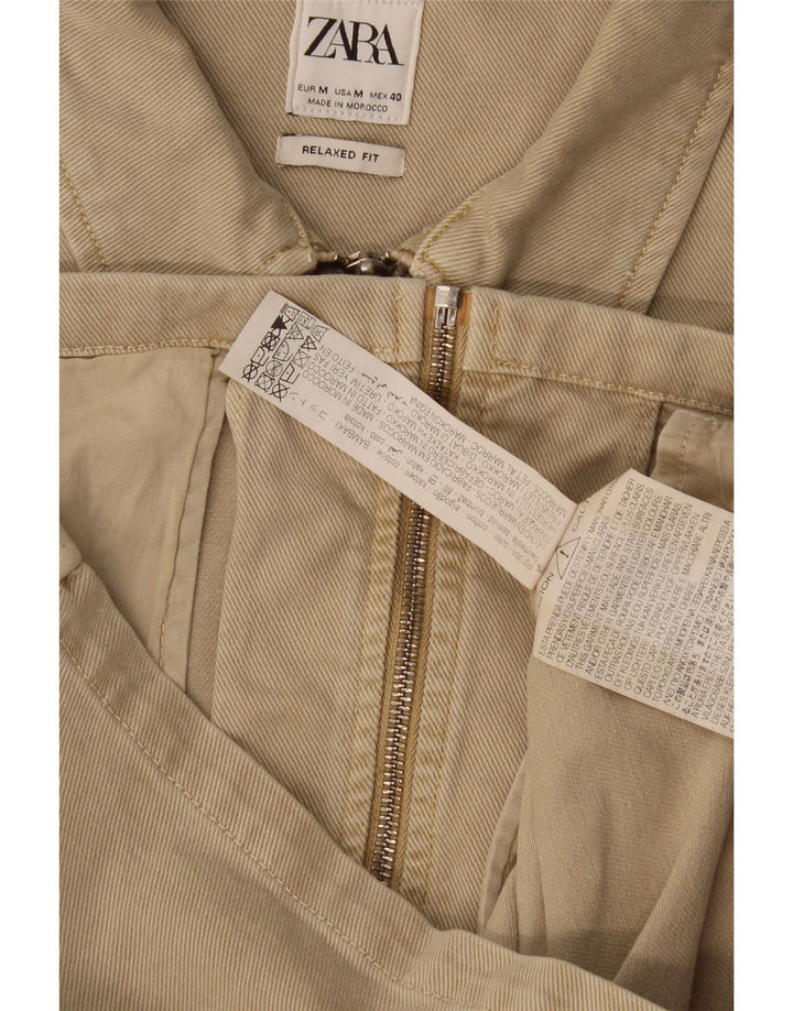 Zara Hombre Chaqueta Vaquera Relajada UK 38 Medium Caqui Algodón