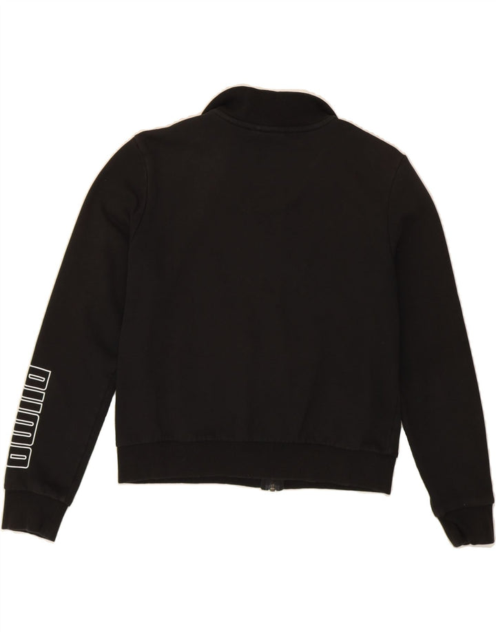 PUMA Womens Crop Graphic Tracksuit Top Jacket UK 14 Medium Black Cotton Vintage Puma and Second-Hand Puma from Messina Hembry 