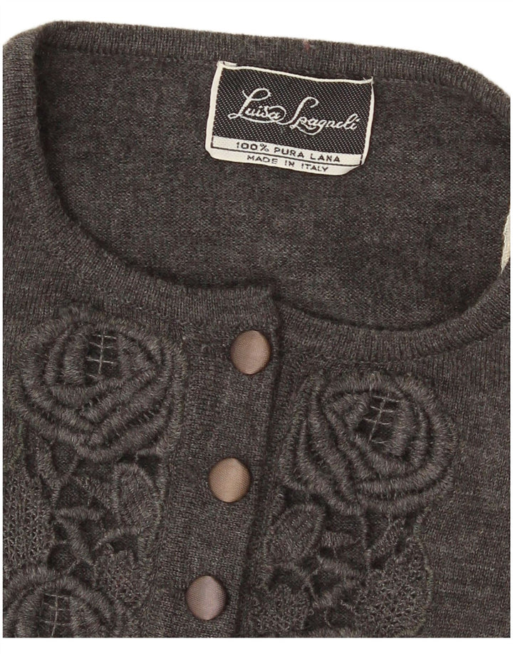 Luisa Spagnoli Suéter tipo jersey con cuello y botones para mujer Reino Unido 44 Gris medio Floral