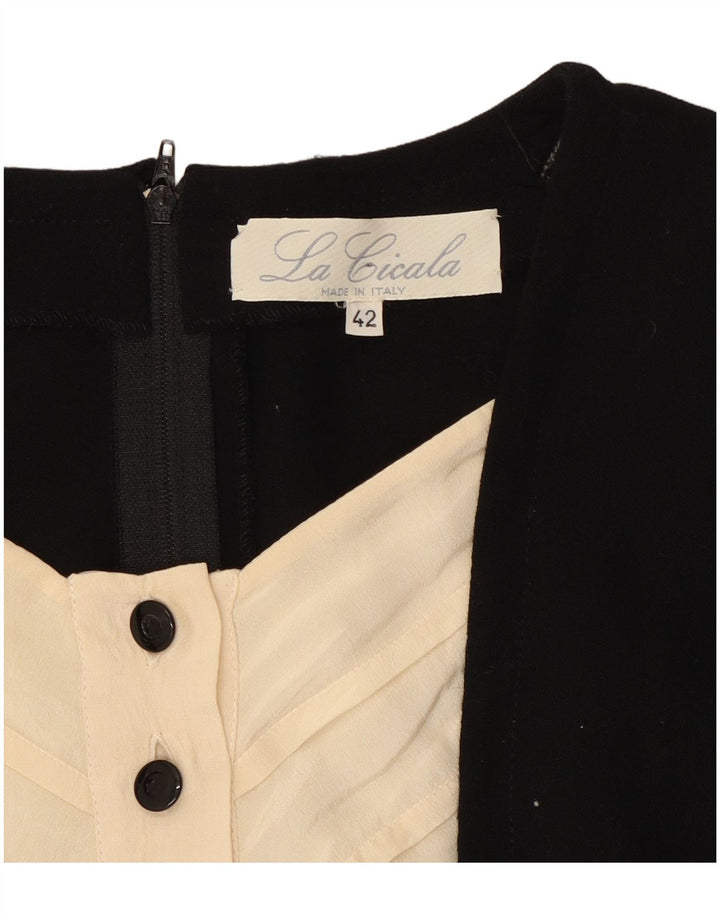 Vestido vintage de manga larga para mujer IT 42 Medio Negro