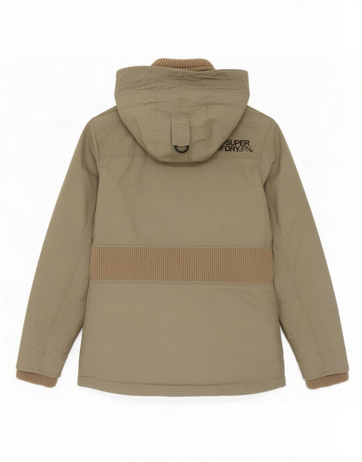 Superdry Parka con capucha para mujer, talla 40, algodón caqui mediano