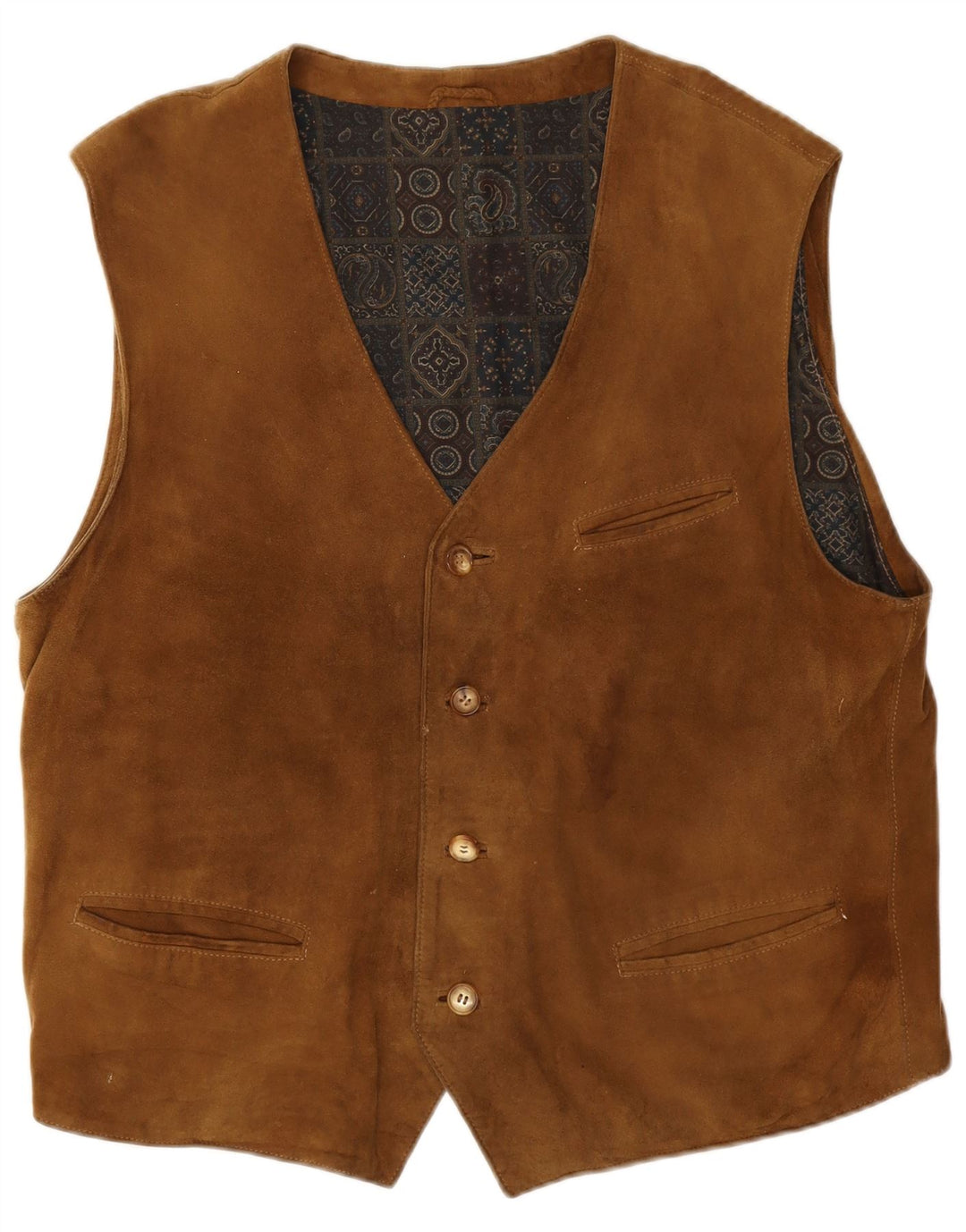 Chaleco vintage de ante para hombre IT 56 XL cuero marrón