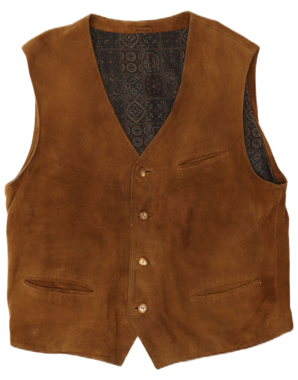 Chaleco vintage de ante para hombre IT 56 XL cuero marrón