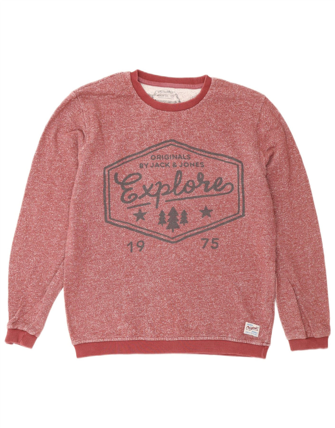 Jack & Jones Hombre Sudadera Gráfica Jumper Medium Borgoña De Algodón Moteado