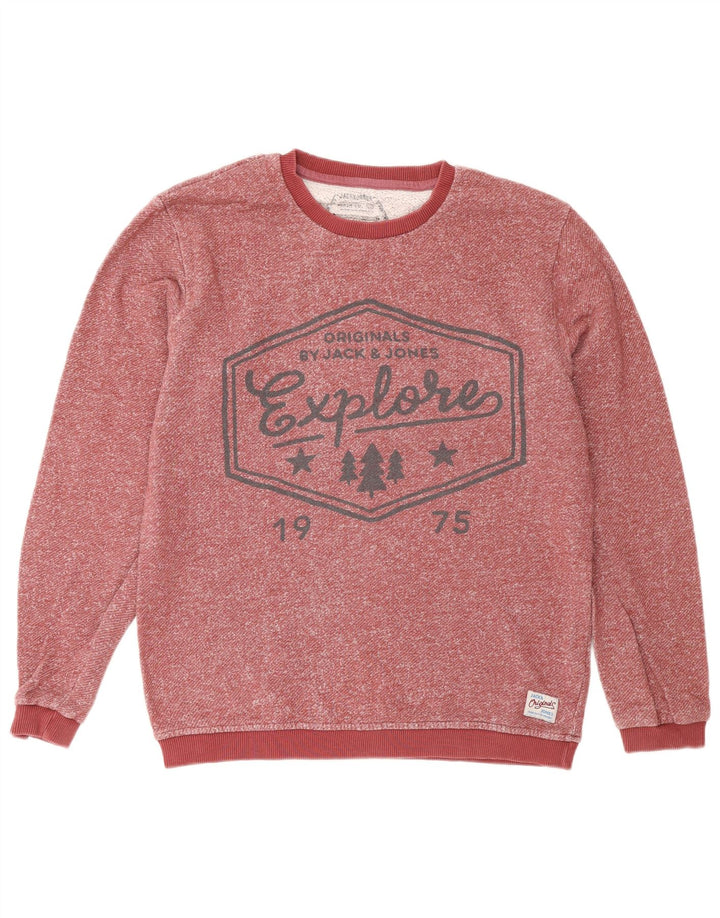 Jack & Jones Hombre Sudadera Gráfica Jumper Medium Borgoña De Algodón Moteado