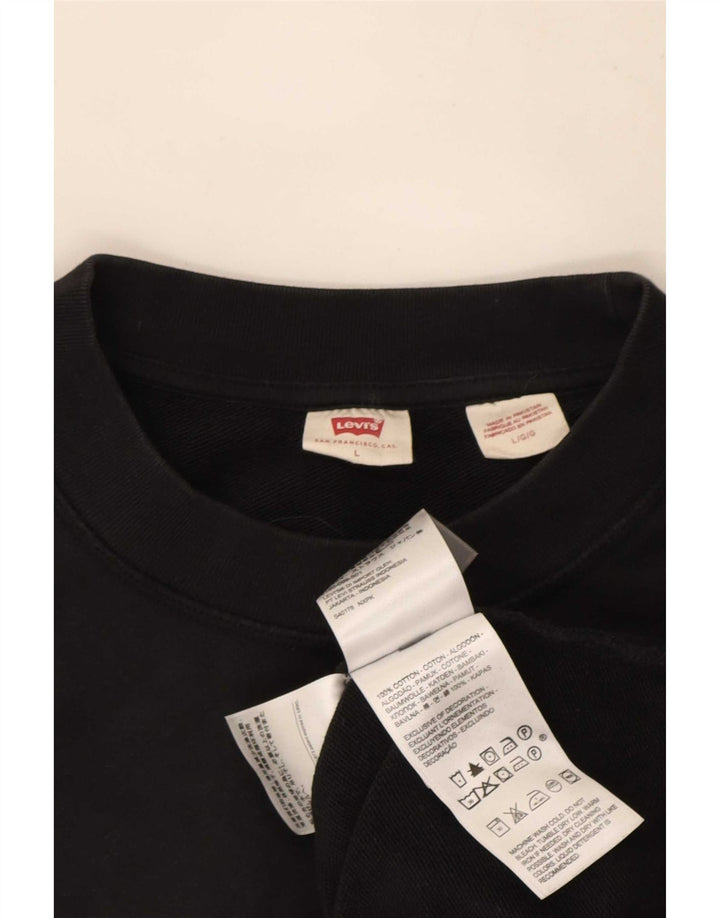 Levi's Hombre Sudadera Jumper Grande Algodón Negro