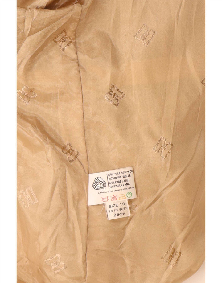 DAKS Chaqueta tipo blazer holgada con 2 botones para mujer UK 10 Small Beige Houndstooth