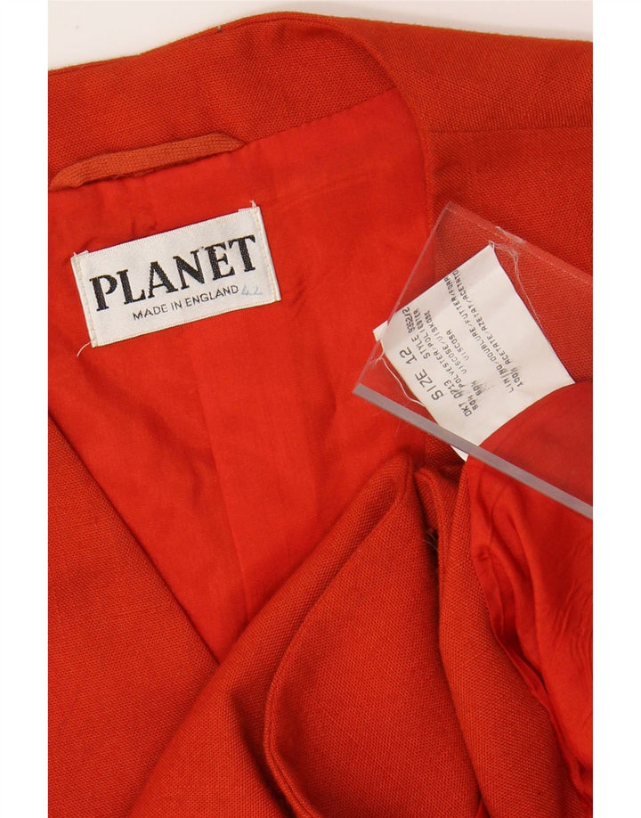 PLANET Chaqueta tipo blazer de 3 botones para mujer UK 42 Poliéster naranja medio