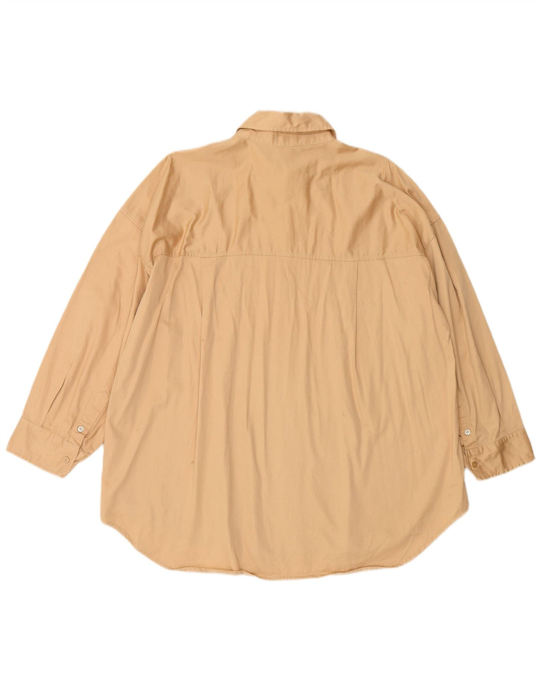 ZARA Mujer Blusa Camisa Larga UK 46 Large Algodón Beige