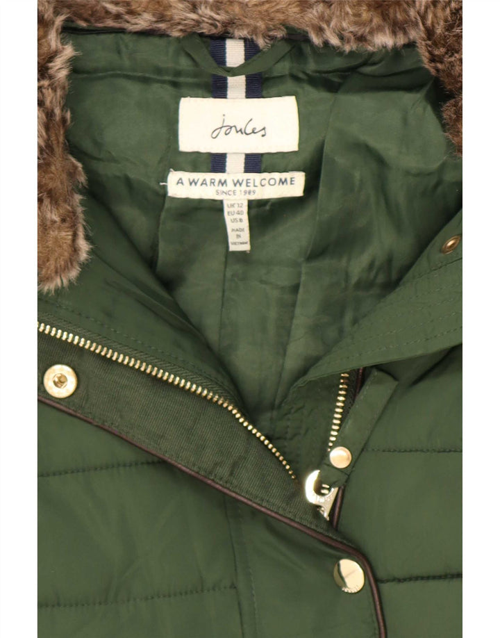 Joules Abrigo acolchado con capucha para mujer UK 40 Poliéster verde medio