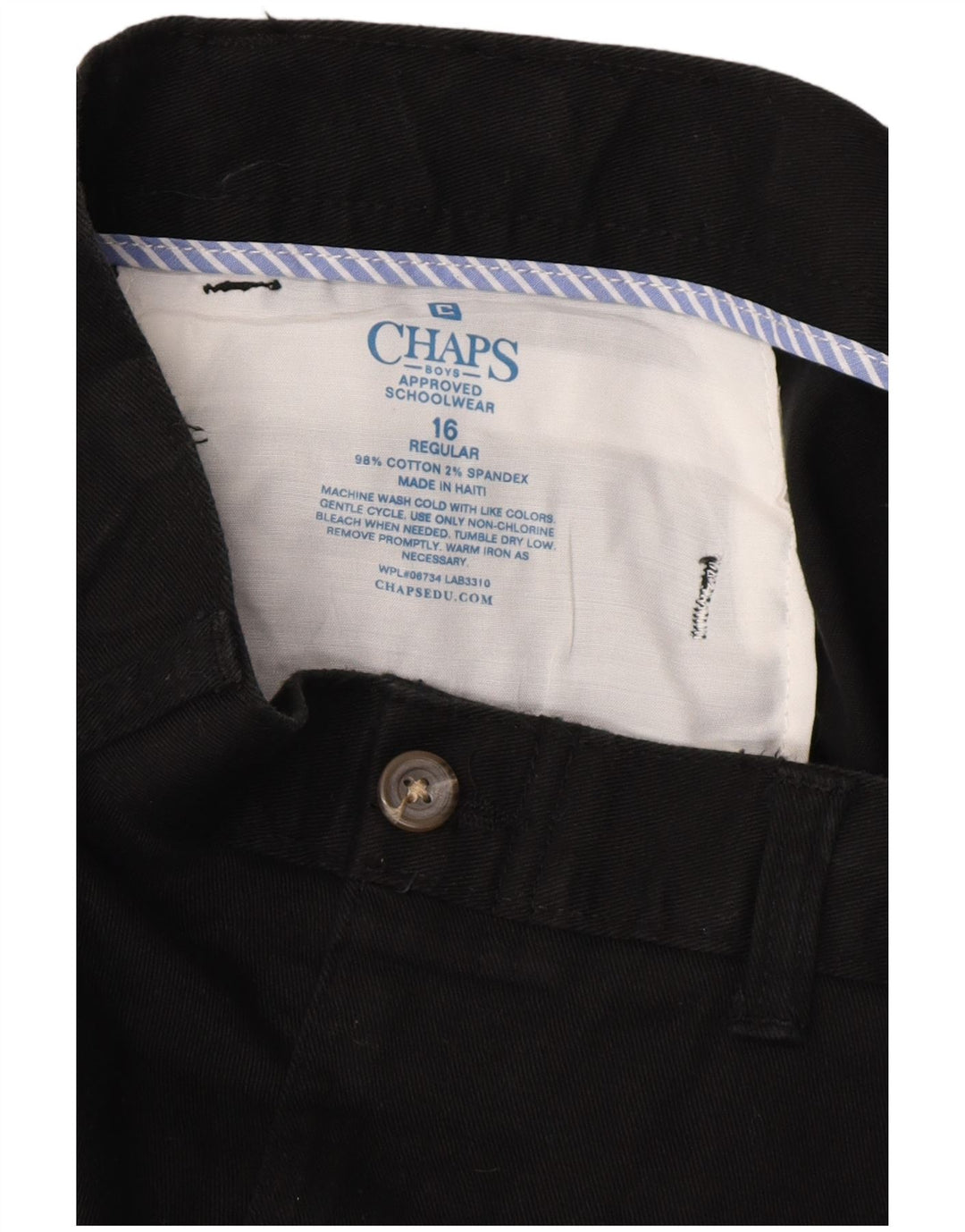 CHAPS Pantalones chinos de corte regular para niños 15-16 años W29 L30 Algodón negro