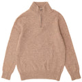 Marks & Spencer Jersey con cuello y cremallera para hombre, talla pequeña, lana beige